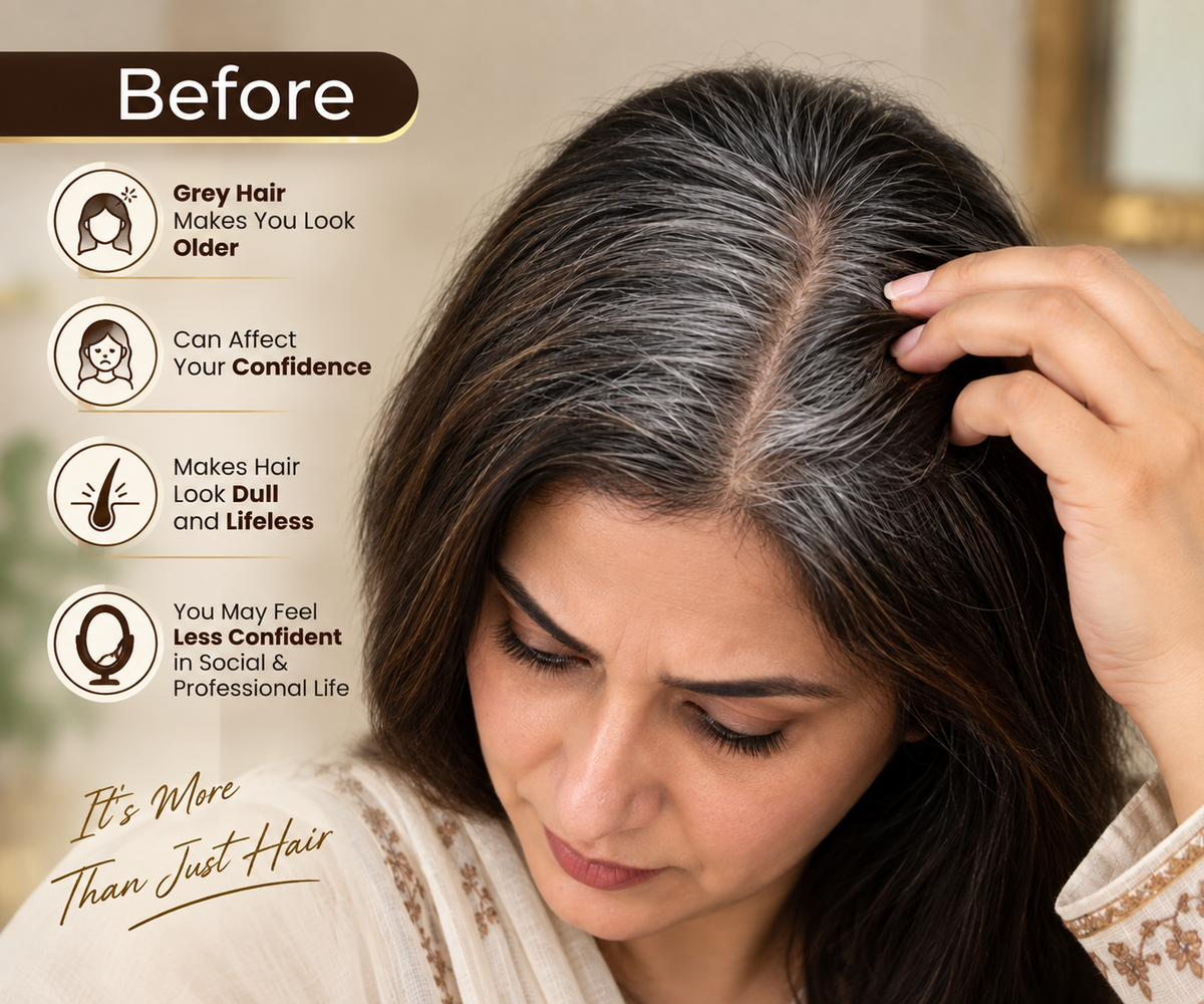 4 IN 1 Hair Coloring Shampoo – Dark Brown before