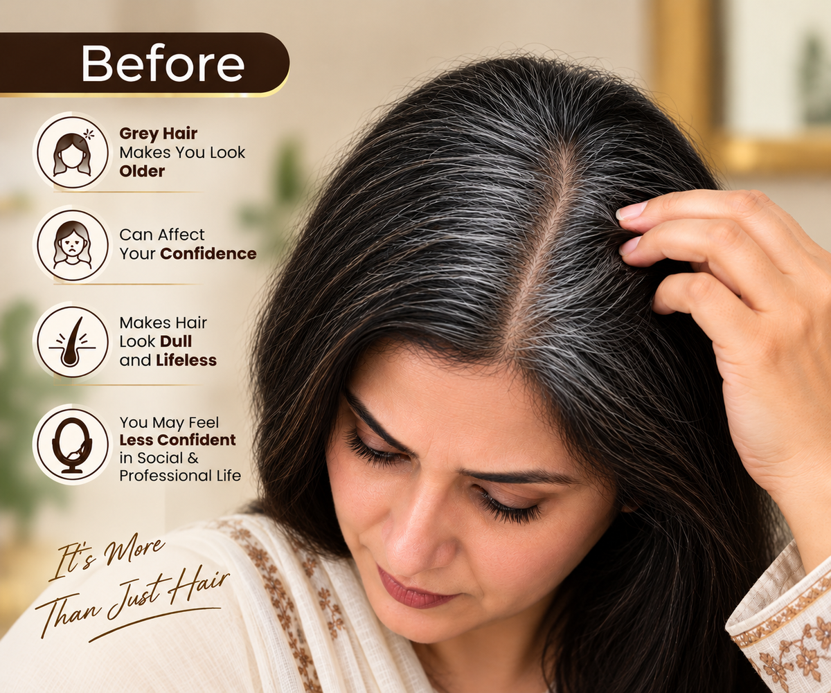 4 IN 1 Hair Coloring Shampoo – Natural Black before