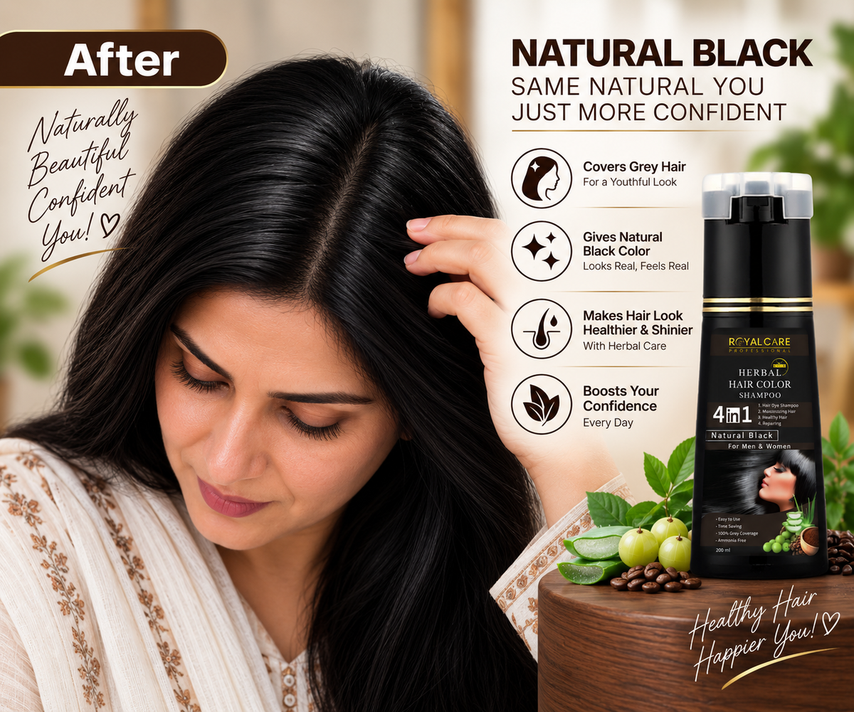 4 IN 1 Hair Coloring Shampoo – Natural Black after