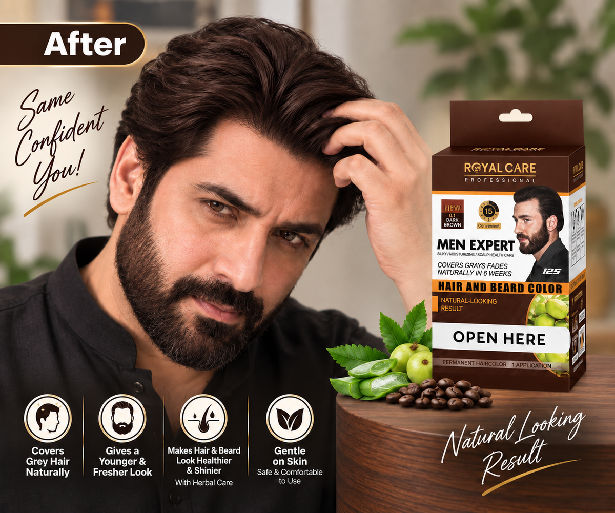 Men Expert Beard & Hair Color (New) - Dark Brown after
