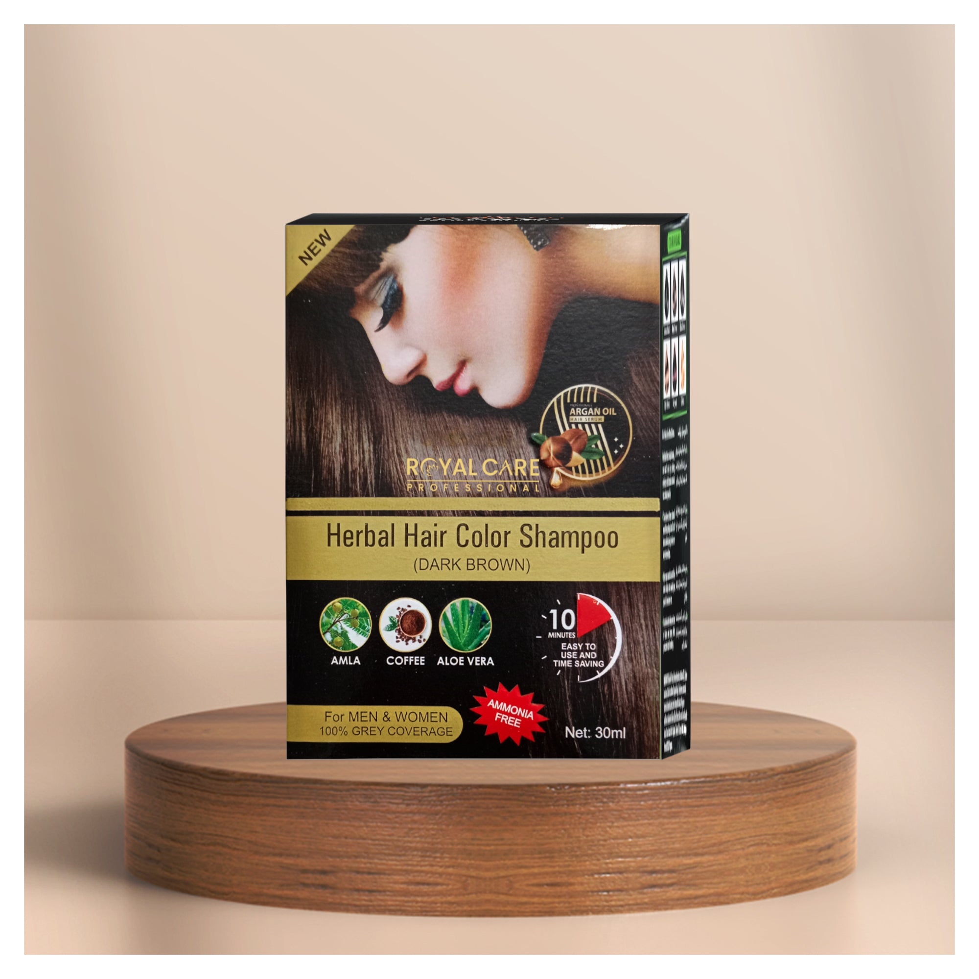 Hair Coloring Shampoo Box - Dark Brown