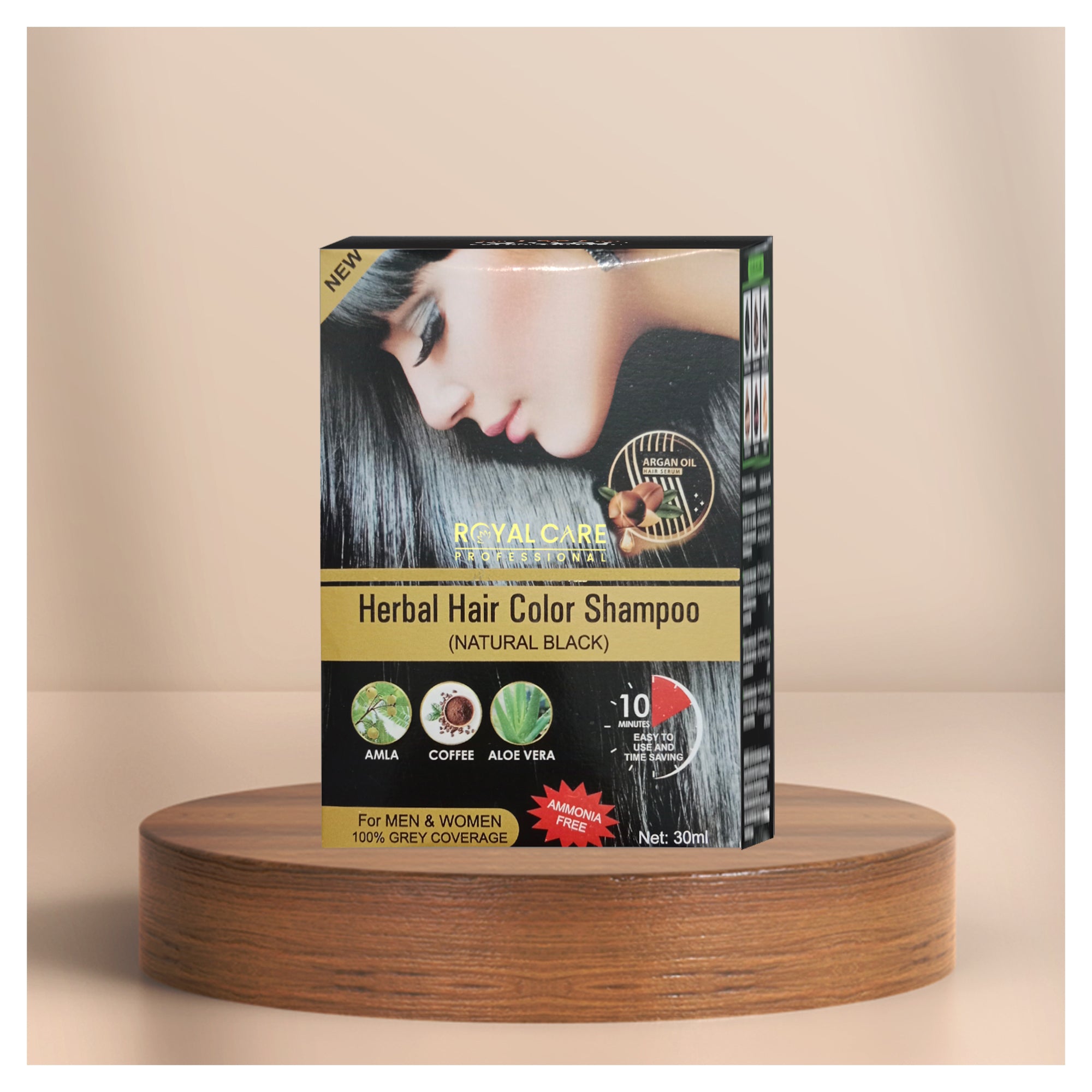 Hair Coloring Shampoo Box - Natural Black