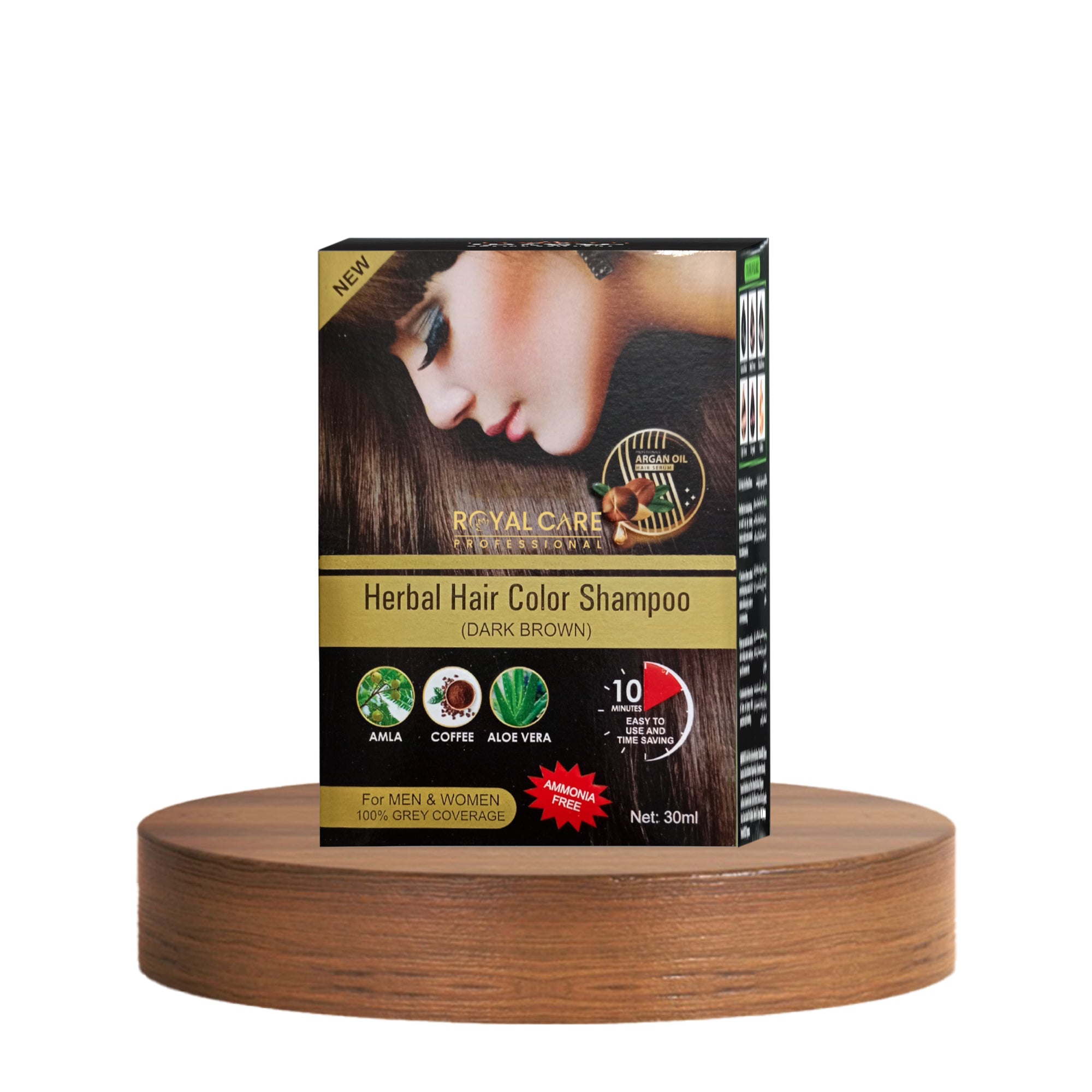 Hair Coloring Shampoo Box - Dark Brown